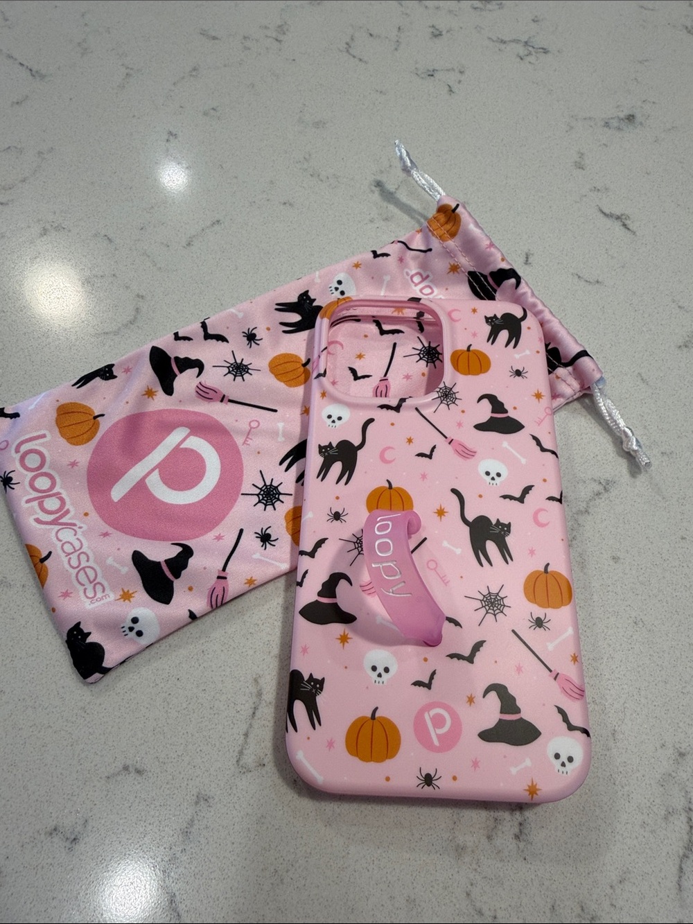 Loopy Case Pink Halloween Silicone Phone Case Matching Pouch iPhone 14 Pro Max